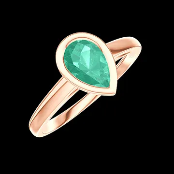 « L'Atelier » Nº591435 - Anillo Oro rosa 9 quilates - Esmeralda Pera 0.5 quilates