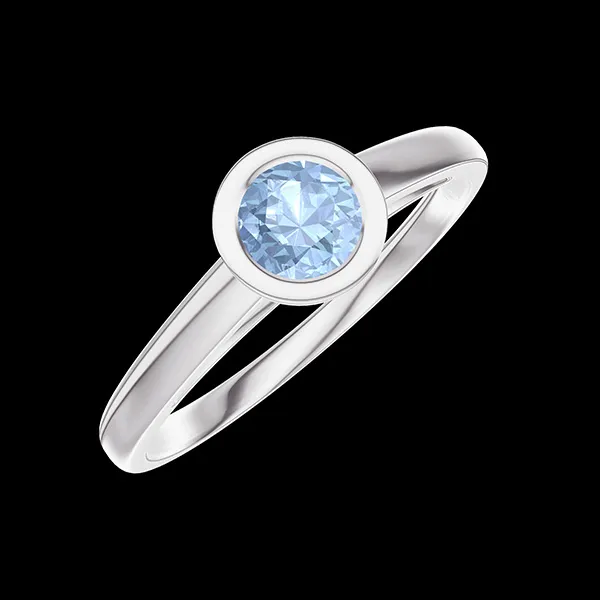 « L'Atelier » Nº603858 - Anillo Oro blanco 9 quilates - Topacio azul redondo 0.3 quilates