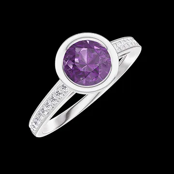 « L'Atelier » No. 606855 - Ring White gold 18 carats - Amethyst Round 0.5 Carats - Setting Diamond white