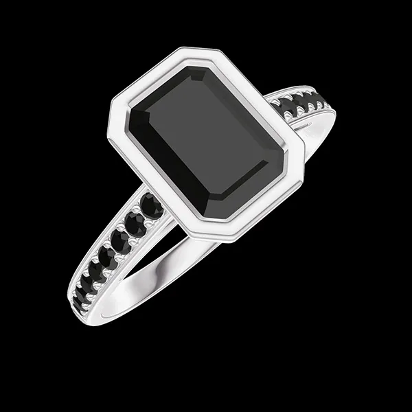 « L'Atelier » Nº712499 - Anillo Oro blanco 18 quilates - Diamante negro Rectángulo 1 quilates - Engastado Diamante negro