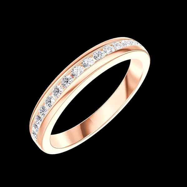 « L'Atelier » Nº800023 - Trauring Roségold 750/-(18Kt) - Halbkreis Schiene Labordiamant 0.25 Karat