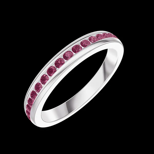 « L'Atelier » n.º 800028 - Anillo de matrimonio Oro blanco 9 quilates - Vuelta completa Riel Rubí 0.56 quilates