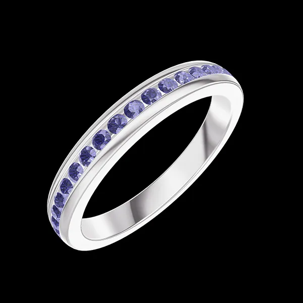 « L'Atelier » n.º 800040 - Anillo de matrimonio Oro blanco 9 quilates - Vuelta completa Riel Zafiro azul 0.56 quilates