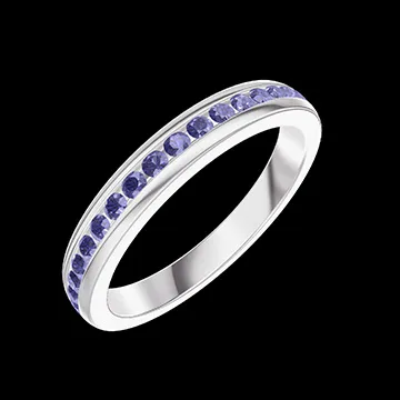« L'Atelier » Nº800040 - Anillo de matrimonio Oro blanco 9 quilates - Vuelta completa Riel Zafiro azul 0.56 quilates