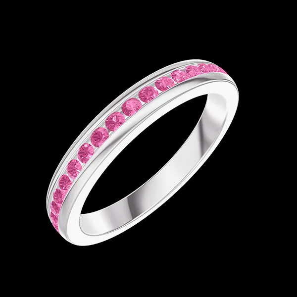 « L'Atelier » No. 800064 - Wedding rings White gold 9 carats - Full circle Rail Pink Sapphire 0.56 Carats