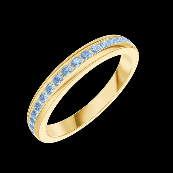 « L'Atelier » No. 800085 - Wedding rings Yellow gold 18 carats - Full circle Rail Blue Topaze 0.56 Carats