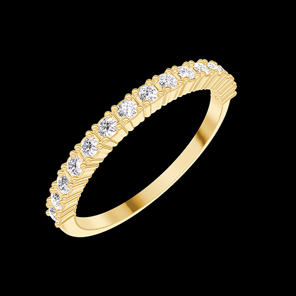 « L'Atelier » nº 800127 - Alliance Or jaune 750 ‰ (18 carats) - Demi-tour Griffes Diamant 0.21 carat