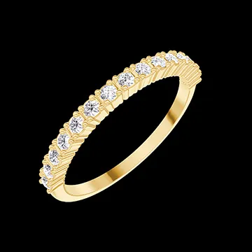 « L'Atelier » Nº800127 - Trauring Gelbgold 750/-(18Kt) - Halbkreis Krappen Diamant 0.21 Karat