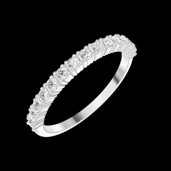 « L'Atelier » nº 800129 - Alliance Or blanc 750 ‰ (18 carats) - Demi-tour Griffes Diamant 0.21 carat