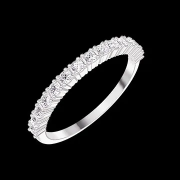 « L'Atelier » Nº800129 - Alliance Or blanc 18 carats - Demi-tour Griffes Diamant 0.21 carat