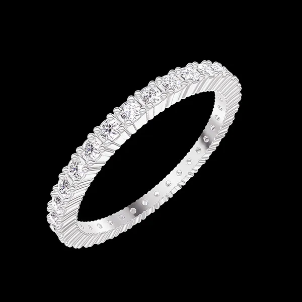 « L'Atelier » Nº800135 - Trauring Weißgold 750/-(18Kt) - Vollkreis Krappen Labordiamant 0.46 Karat