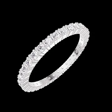 « L'Atelier » Nº800135 - Alliance Or blanc 18 carats - Tour complet Griffes Diamant synthétique 0.46 carat