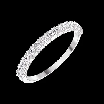 « L'Atelier » Nº800141 - Trauring Weißgold 750/-(18Kt) - Halbkreis Krappen Labordiamant 0.21 Karat