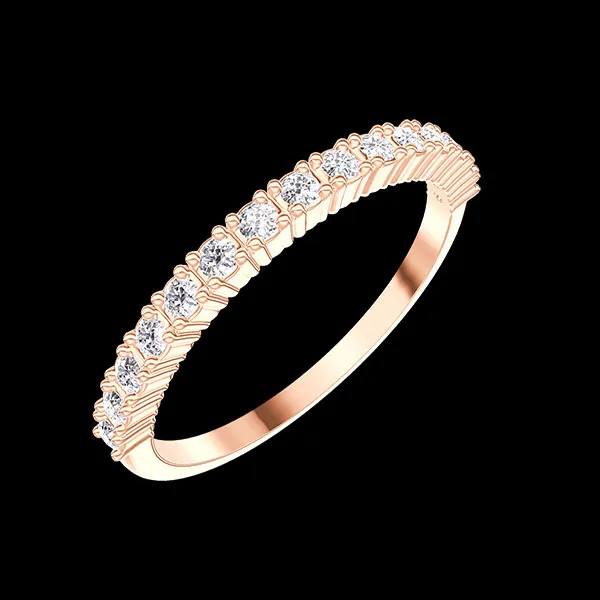 « L'Atelier » No. 800143 - Wedding rings Pink gold 18 carats - Half circle Claws Lab-grown diamond 0.21 Carats