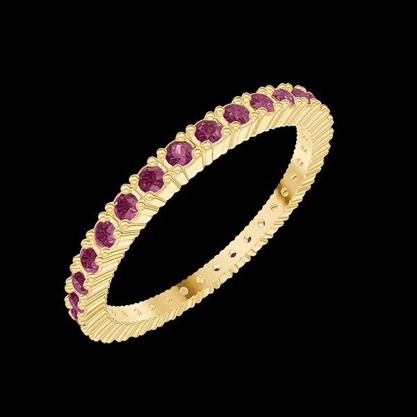 « L'Atelier » Nr. 800145 - Trauring Gelbgold 750/-(18Kt) - Vollkreis Krappen Rubin 0.46 Karat