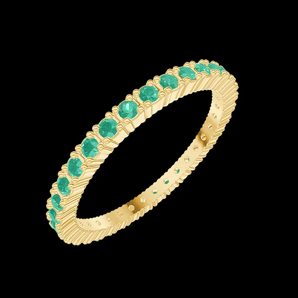 « L'Atelier » No. 800169 - Wedding rings Yellow gold 18 carats - Full circle Claws Emerald 0.46 Carats