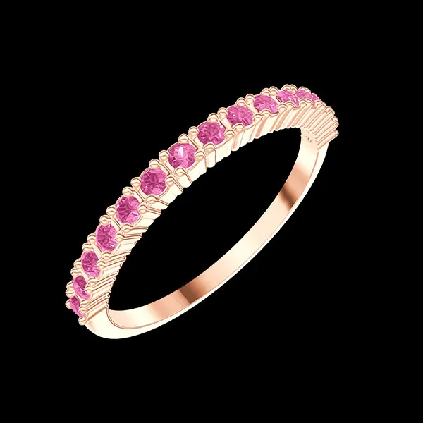 « L'Atelier » Nº800191 - Alliance Or rose 18 carats - Demi-tour Griffes Saphir rose 0.21 carat