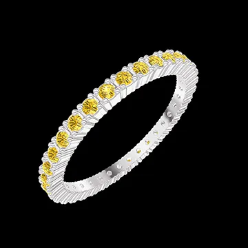 « L'Atelier » No. 800196 - Wedding rings White gold 9 carats - Full circle Claws Yellow Sapphire 0.46 Carats