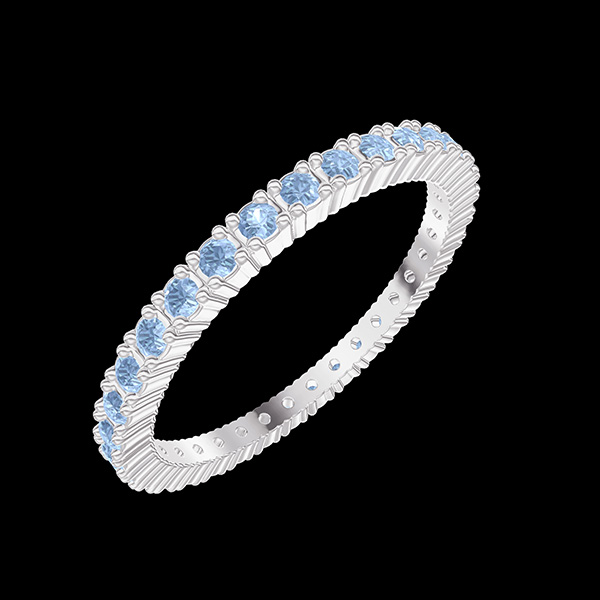 « L'Atelier » n.º 800208 - Anillo de matrimonio Oro blanco 9 quilates (375) - Vuelta completa Garras Topacio azul 0.46 quilates