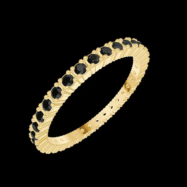 « L'Atelier » Nr. 800229 - Trauring Gelbgold 750/-(18Kt) - Vollkreis Krappen Schwarzer Diamant 0.46 Karat