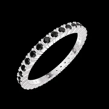 « L'Atelier » Nº800231 - Anillo de matrimonio Oro blanco 18 quilates - Vuelta completa Garras Diamante negro 0.46 quilates