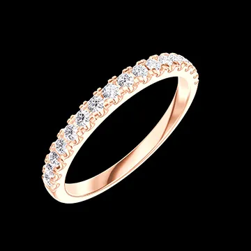 « L'Atelier » No. 800252 - Wedding rings Pink gold 9 carats - Half circle Microsetting Diamond white 0.25 Carats