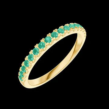 « L'Atelier » Nº800295 - Trouwringen Geelgoud 18 karaat - Halve cirkel Microzetting Smaragd 0.25 Karaat