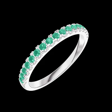 « L'Atelier » Nº800297 - Trouwringen Witgoud 18 karaat - Halve cirkel Microzetting Smaragd 0.25 Karaat