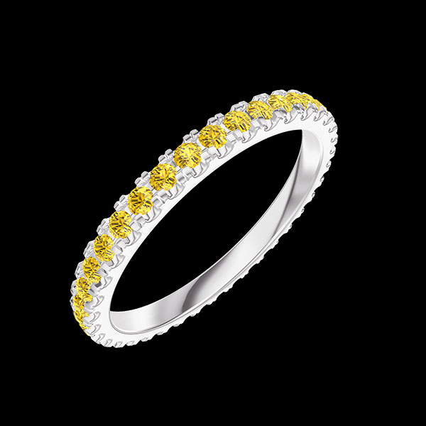 « L'Atelier » n.º 800315 - Anillo de matrimonio Oro blanco 18 quilates (750) - Vuelta completa Microengaste Zafiro amarillo 0.53 quilates