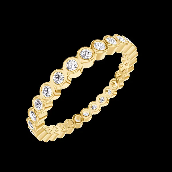 « L'Atelier » n. 800373 - Fede nuziale Oro giallo 18 carati - Giro completo A incasso Diamante di laboratorio 0.39 Carati