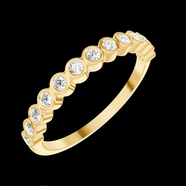 « L'Atelier » Nº800379 - Anillo de matrimonio Oro amarillo 18 quilates - Media vuelta Cerrado Diamante de laboratorio 0.18 quilates