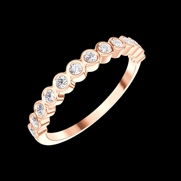 « L'Atelier » nº 800383 - Alliance Or rose 750 ‰ (18 carats) - Demi-tour Clos Diamant synthétique 0.18 carat