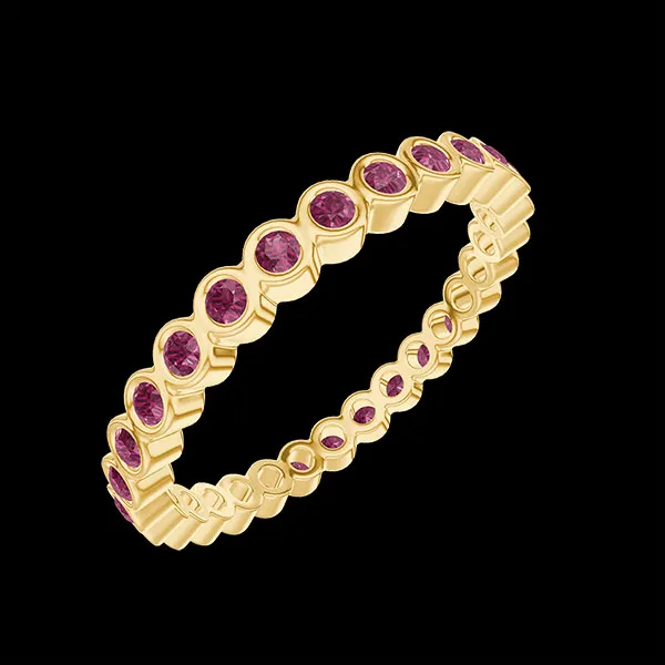 « L'Atelier » Nº800385 - Alliance Or jaune 18 carats - Tour complet Clos Rubis 0.39 carat