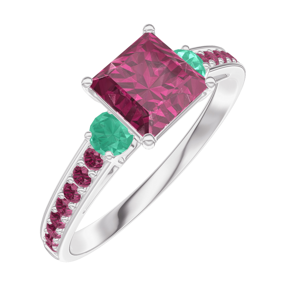 Bague Fantaisie Plaquée Or 9 Carats - Sertie De Rubis, émeraude Et Zircons - Neuf Sans Emballage