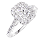 Ring « l’Atelier » 211503 Weißgold 750/-(18Kt) - Pavé aus natürlichen Diamanten Rechteckig entsprechend 0.5 - Halo Diamant - Fassung Diamant