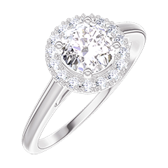 Anello « l’Atelier » 170003 Oro bianco 18 carati - Diamante rotondo 0.5 Carati - Halo Diamante