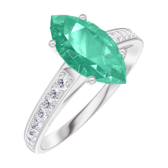 Anillo Create 169508 Oro blanco 9 quilates - Esmeralda Marquesa 1 quilates - Engastado Diamante