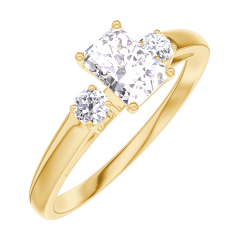 « L'Atelier » Nº160221 - Ring Geelgoud 18 karaat - Diamant Rechthoekig 0.3 Karaat - Aanleunende edelstenen Diamant