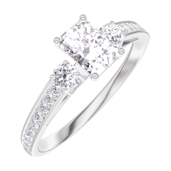 « L'Atelier » Nº160227 - Anello Oro bianco 18 carati - Diamante Rettangolo 0.3 Carati - Pietre laterali Diamante - Incastonatura Diamante