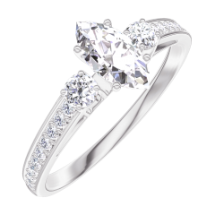 « L'Atelier » Nº160527 - Bague Or blanc 18 carats - Diamant Marquise 0.3 carat - Pierres de côté Diamant - Sertissage Diamant