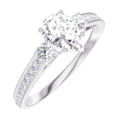 « L'Atelier » Nº162827 - Ring Weißgold 750/-(18Kt) - Diamant Tropfen 0.5 Karat - Seitliche Steine Diamant - Fassung Diamant