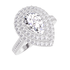 « L'Atelier » Nº407112 - Ring White gold 18 carats - Laboratory Diamond Pear 0.5 Carats - Halo Laboratory Diamond - Setting Laboratory Diamond