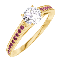 Ring « l’Atelier » 160010 - Geelgoud 9 karaat - Diamant rond 0.3 Karaat - Setting Robijn Ring « l’Atelier » 160010 - Geelgoud 9 karaat - Diamant rond 0.3 Karaat - Setting Robijn