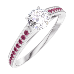 Ring « l’Atelier » 160011 - Witgoud 18 karaat - Diamant rond 0.3 Karaat - Setting Robijn Ring « l’Atelier » 160011 - Witgoud 18 karaat - Diamant rond 0.3 Karaat - Setting Robijn