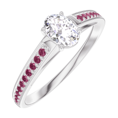 Ring « l’Atelier » 160312 - Witgoud 9 karaat - Diamant Ovaal 0.3 Karaat - Setting Robijn Ring « l’Atelier » 160312 - Witgoud 9 karaat - Diamant Ovaal 0.3 Karaat - Setting Robijn