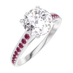Ring « l’Atelier » 167211 - Witgoud 18 karaat - Diamant rond 1 Karaat - Setting Robijn Ring « l’Atelier » 167211 - Witgoud 18 karaat - Diamant rond 1 Karaat - Setting Robijn