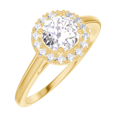 Ring « l’Atelier » 170001 - Geelgoud 18 karaat - Diamant rond 0.5 Karaat - Halo Diamant Ring « l’Atelier » 170001 - Geelgoud 18 karaat - Diamant rond 0.5 Karaat - Halo Diamant