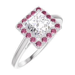 Ring « l’Atelier » 170068 - Witgoud 9 karaat - Diamant Prinses 0.5 Karaat - Halo Robijn Ring « l’Atelier » 170068 - Witgoud 9 karaat - Diamant Prinses 0.5 Karaat - Halo Robijn