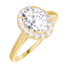 Ring « l’Atelier » 170146 - Geelgoud 9 karaat - Diamant Ovaal 0.5 Karaat - Halo Diamant Ring « l’Atelier » 170146 - Geelgoud 9 karaat - Diamant Ovaal 0.5 Karaat - Halo Diamant