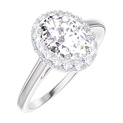 Ring « l’Atelier » 170147 - Witgoud 18 karaat - Diamant Ovaal 0.5 Karaat - Halo Diamant Ring « l’Atelier » 170147 - Witgoud 18 karaat - Diamant Ovaal 0.5 Karaat - Halo Diamant